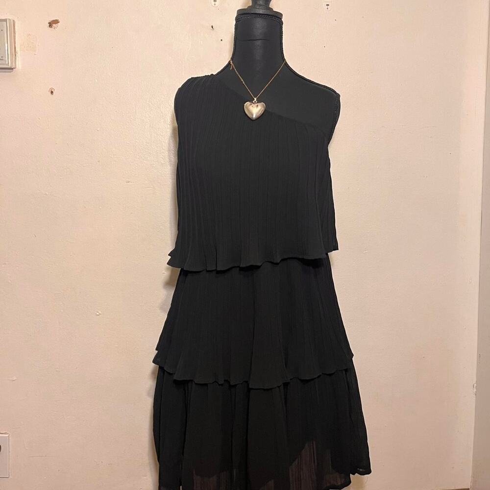 Boho black tiered dress with